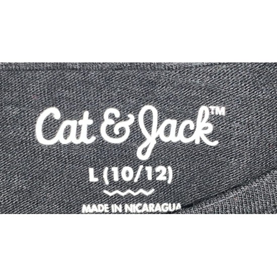 Cat & Jack Black Short Sleeve Top Size L (10/12)