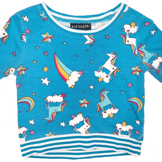 Blue Unicorn Rainbow Long Sleeve Shirt Sz 2T