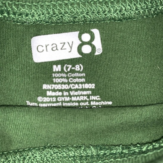 Boys Long Sleeve Green Shirt Sz M 7-8