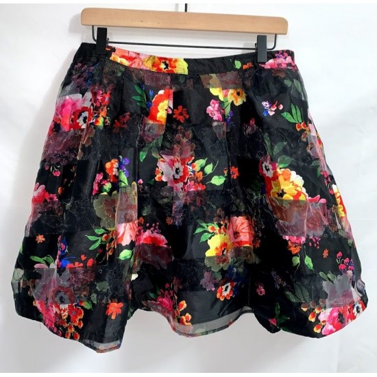 Black Floral Skirt Size 13