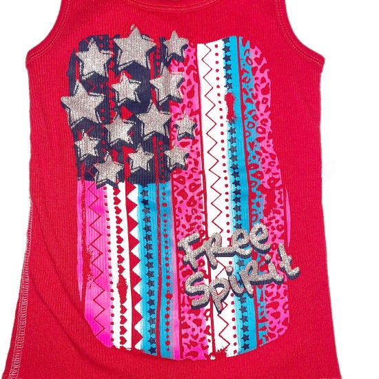 Girls Red 4th of July Tank Top Sz XS
