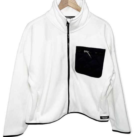 calvin klein white fleece jacket