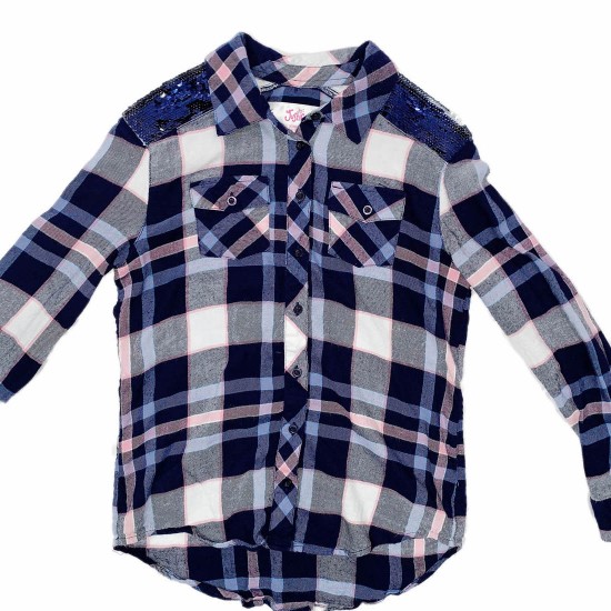 Justice Flannel Button Down Top Sz 12 