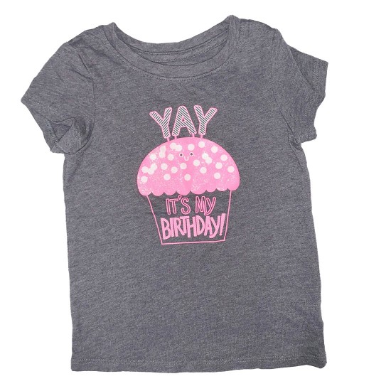 Birthday girl shirt in gray and pink 3T