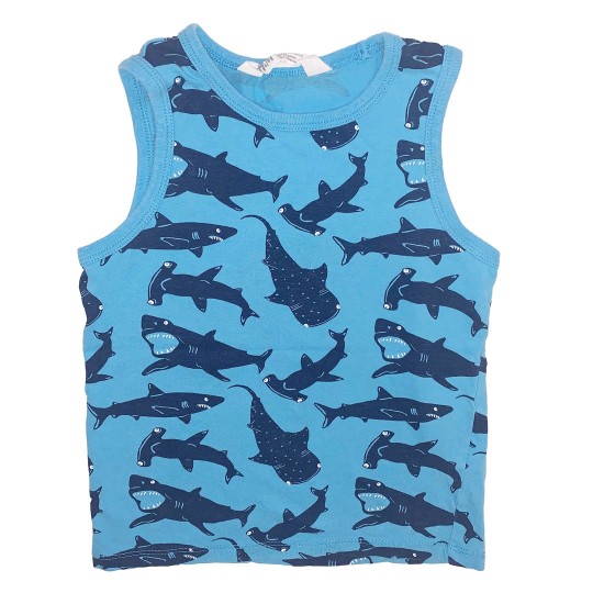 Blue Shark Tank Top Shirt Sz 2-4Y