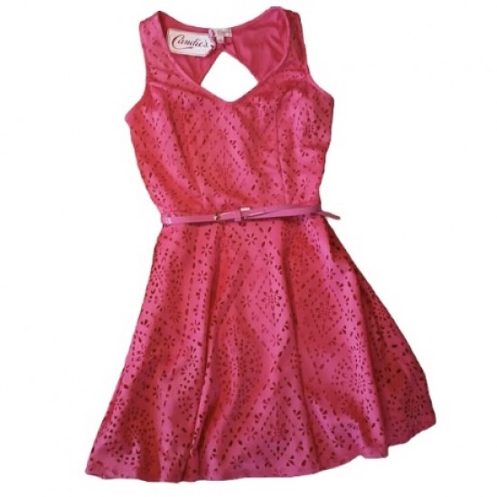 Candie's Pink Blossom Laser-Cut Scuba Dress - Size 5