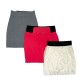 Elevate your wardrobe with 3 chic mini skirts: gray, coral, and off white. Sizes Small. Freshen up your style today!