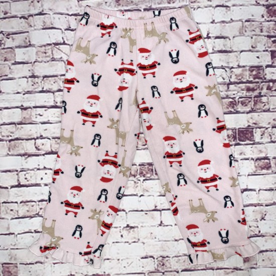 Christmas Pajama Pants Pink Santa and Penguin Sz 3T