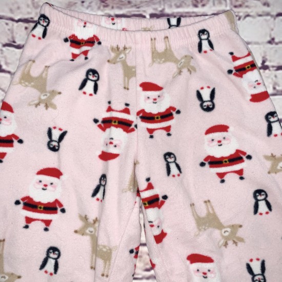 Christmas Pajama Pants Pink Santa and Penguin Sz 3T